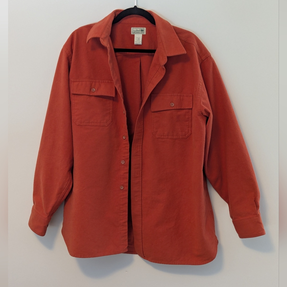 L.L. Bean Men's Casual Button Down Shirt - Rust Orange